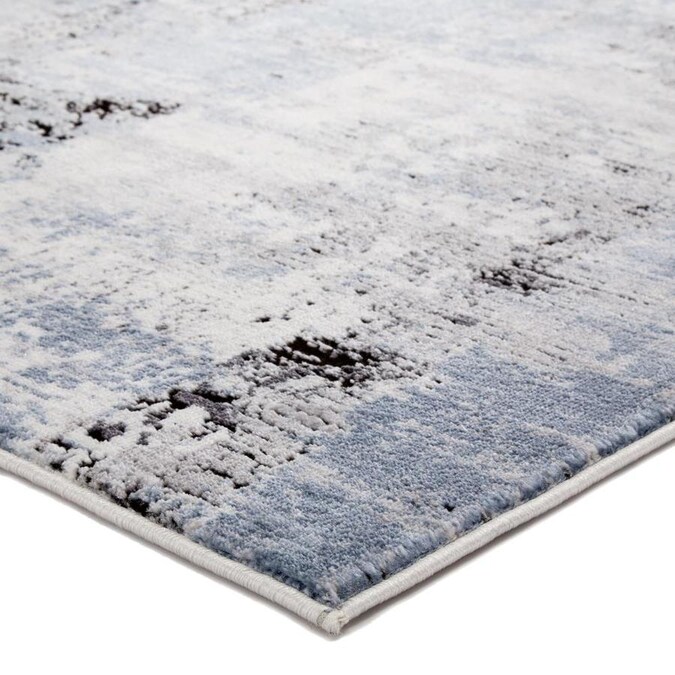 Kari 8 x 11 White/Blue Indoor Abstract Industrial Area Rug in the Rugs department at