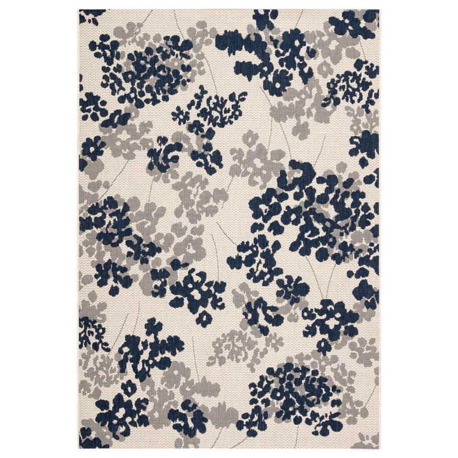 Lowri 5 x 8 Blue/Gray Indoor/Outdoor Floral/Botanical Coastal Area Rug in the Rugs department at