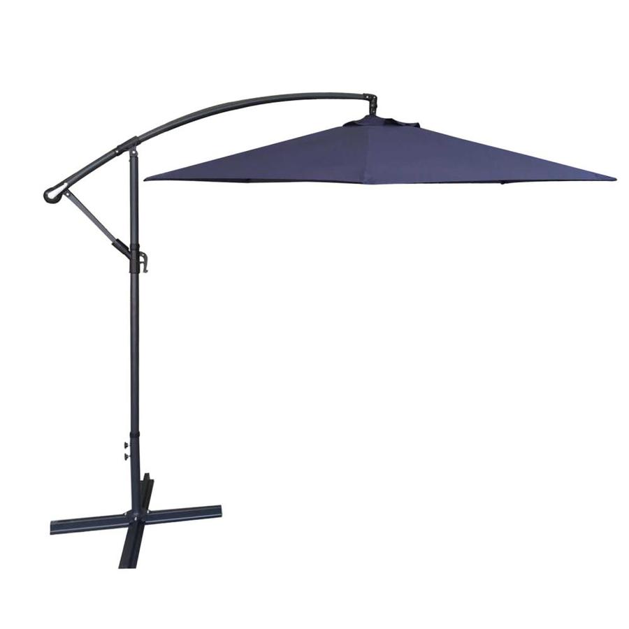 Clihome 10 Ft Octagon Green With Black Aluminum Frame Crank Cantilever Patio Umbrella And Base In The Patio Umbrellas Department At Lowes Com