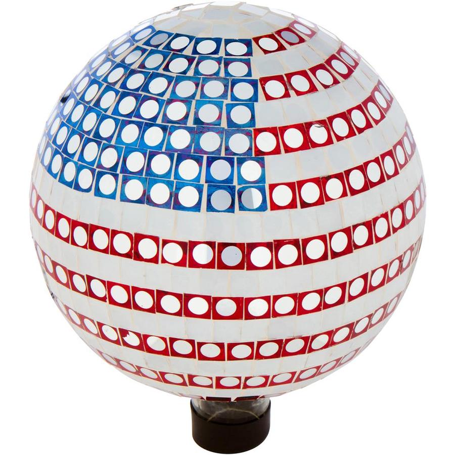 Trademark Innovations 10in Red, White, and Blue Blown Glass Gazing