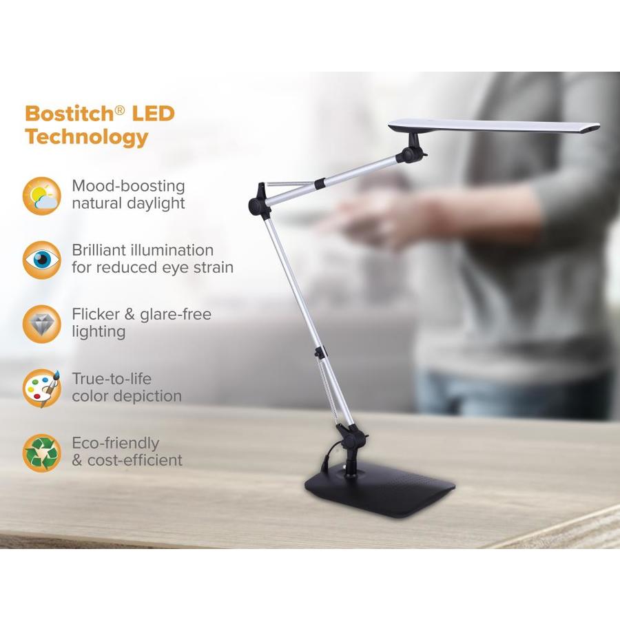 Bostitch 17 In Adjustable White Touch Swing Arm Desk Lamp With