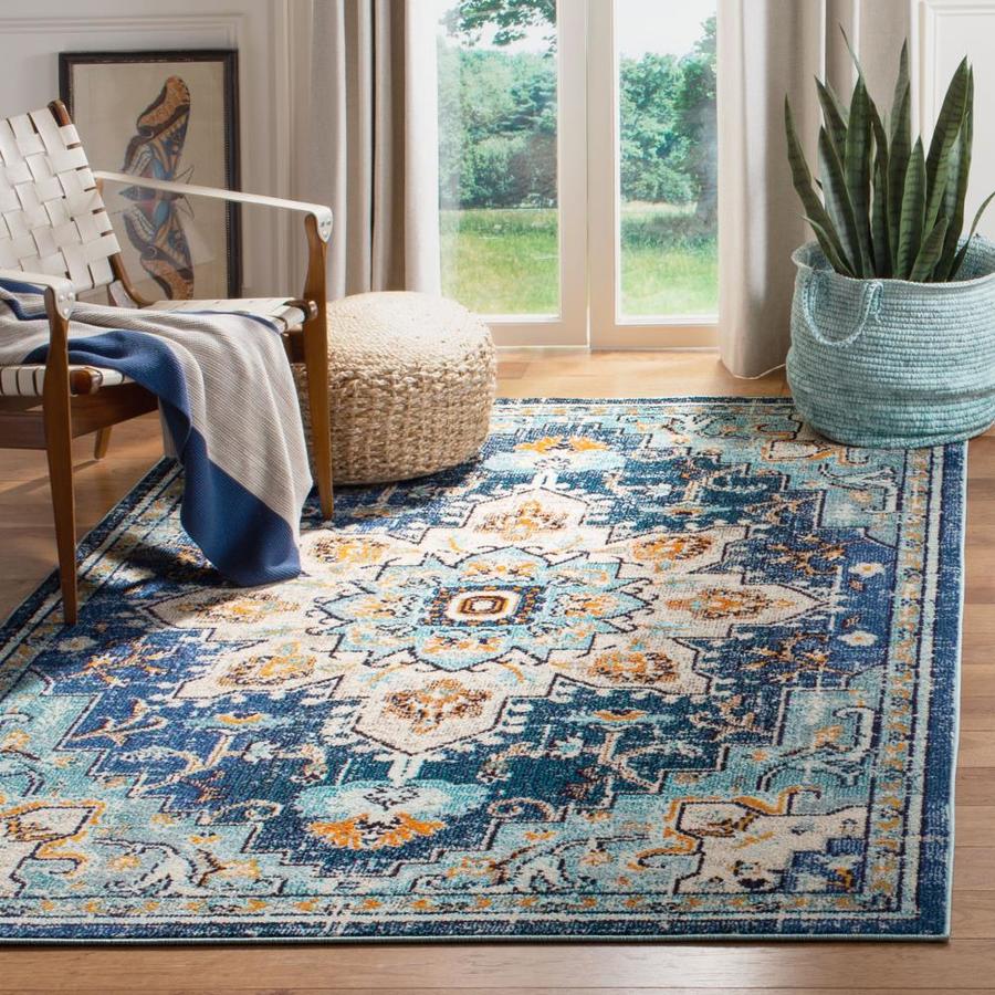 Safavieh Blain 12 x 15 Blue/Light Blue Indoor Distressed/Overdyed Area ...