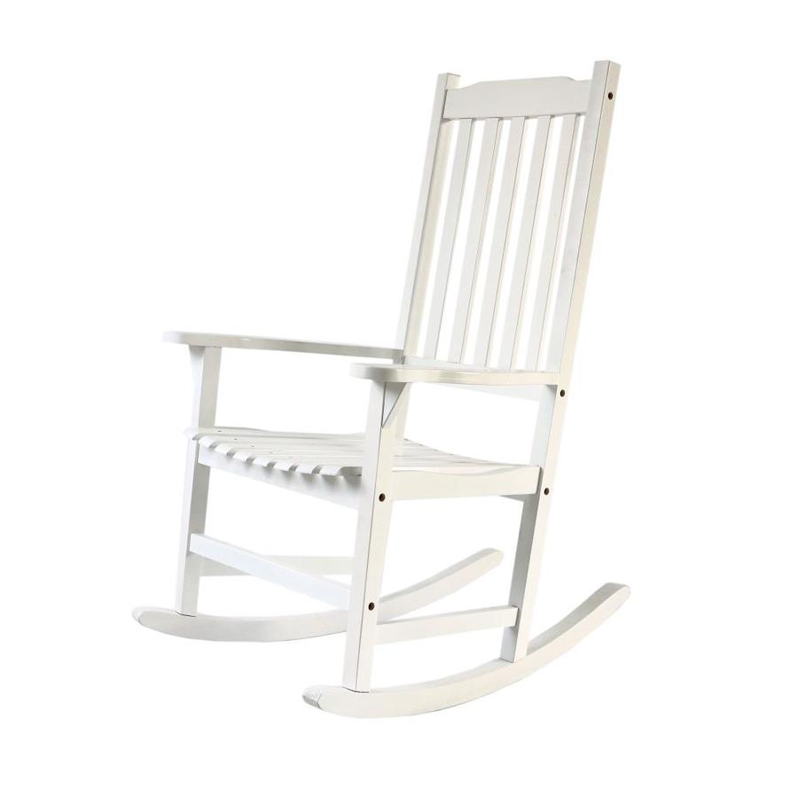 Clihome Elegant White Wood Rocking Chair with Umbrella Porch Rocker at ...