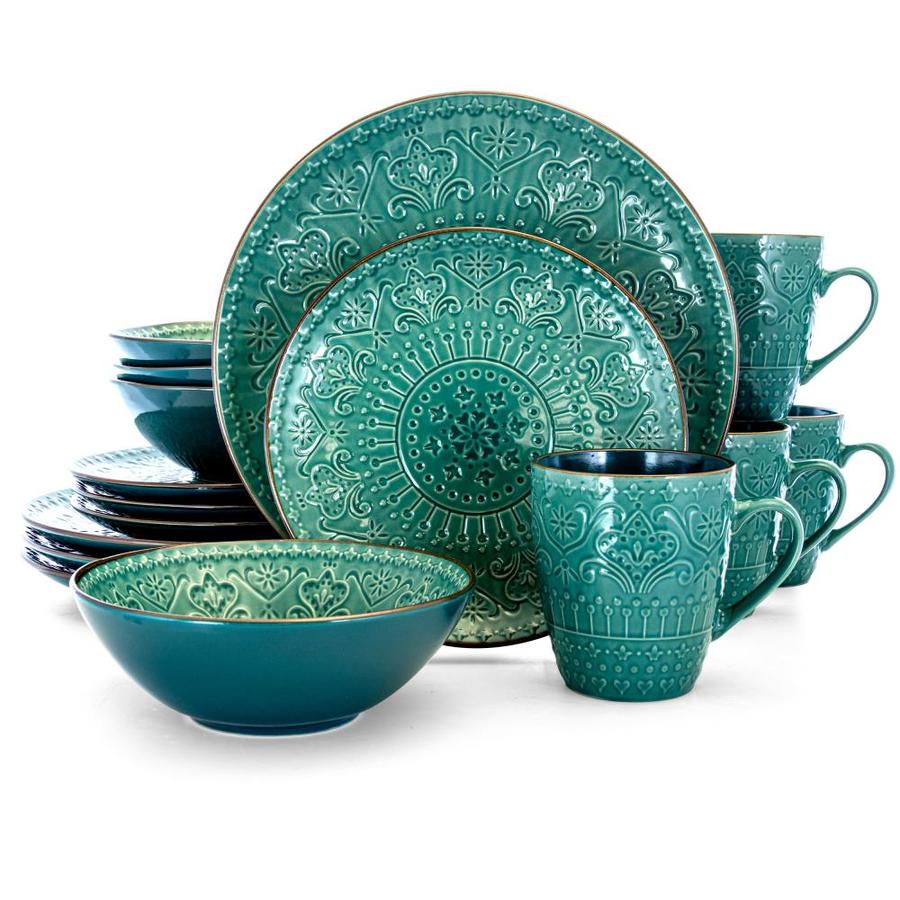 Elama Elama Sea Foam Mozaic 16 Piece Luxurious Stoneware Dinnerware