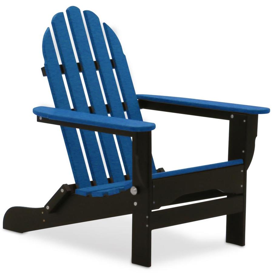 DuroGreen Icon Black with Royal Blue Plastic Frame Stationary Adirondack Chair(s) with Slat Seat 