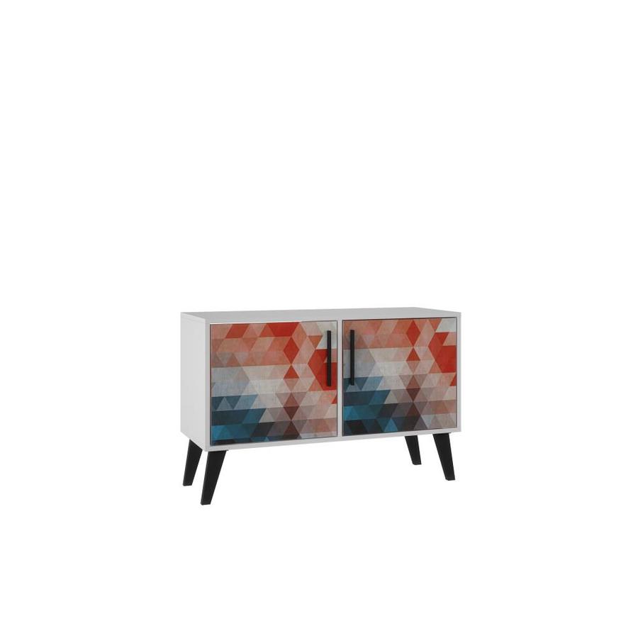 Manhattan Comfort Amsterdam Multi Color Red and Blue Composite End Table