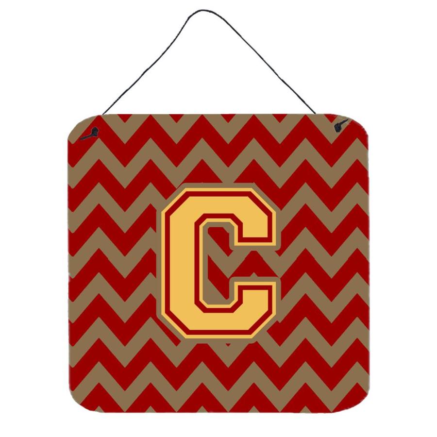 Caroline's Treasures Letter C Chevron Garnet and Gold Wall or Door Hanging Prints