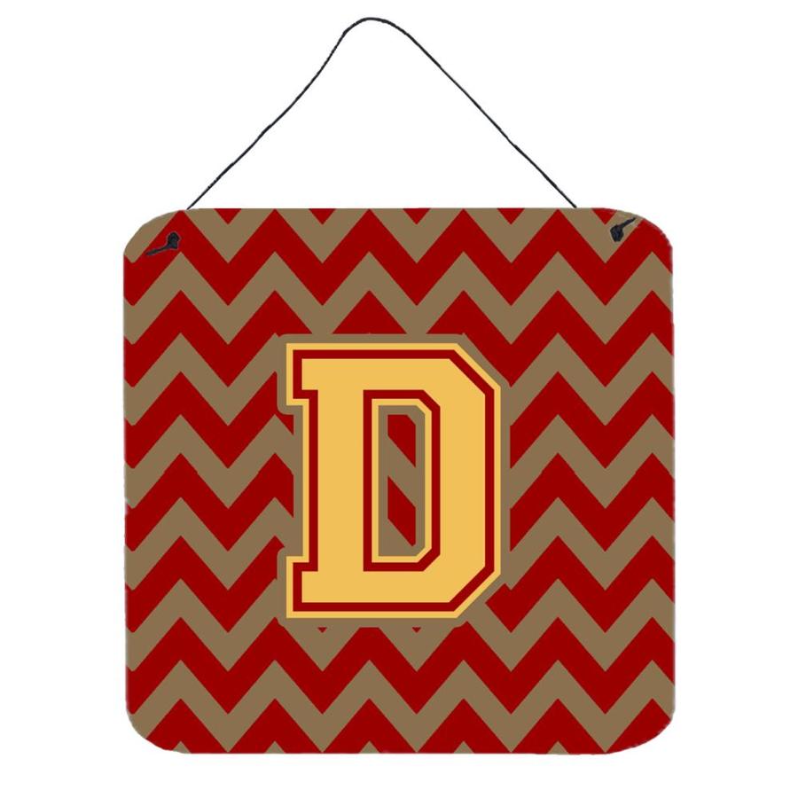 Caroline's Treasures Letter D Chevron Garnet and Gold Wall or Door Hanging Prints