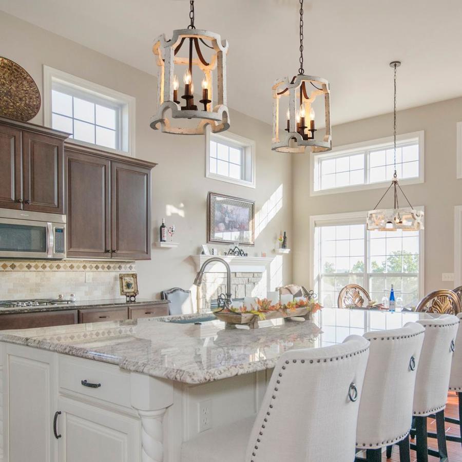 LNC Timeless 4-Light Weathered White Farmhouse Chandelier in the ...