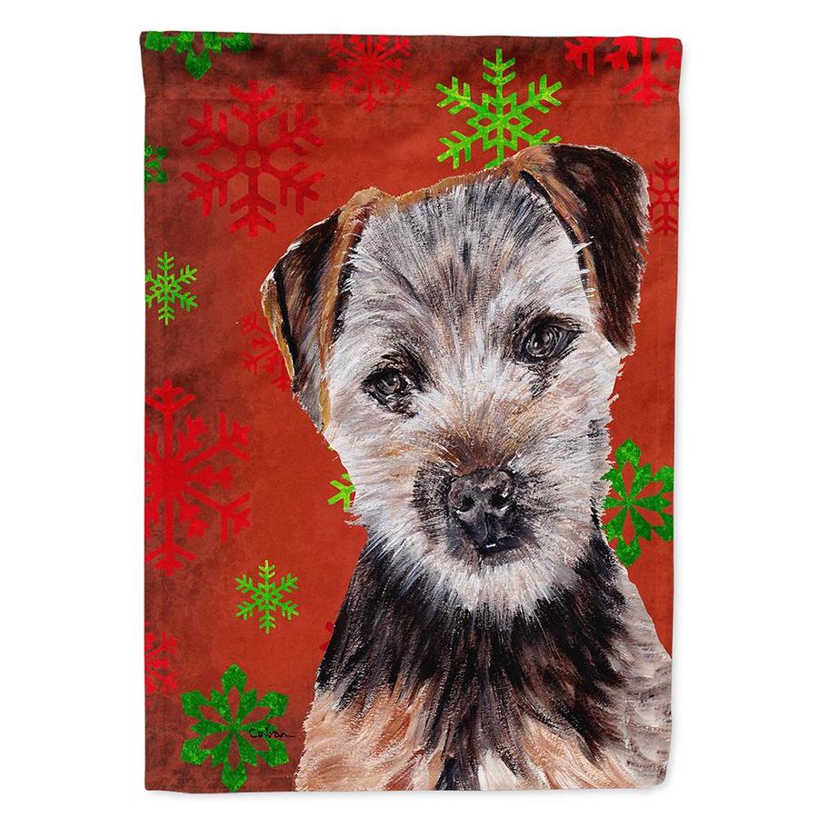 Caroline's Treasures Norfolk Terrier Puppy Red Snowflakes Holiday Flag Garden Size