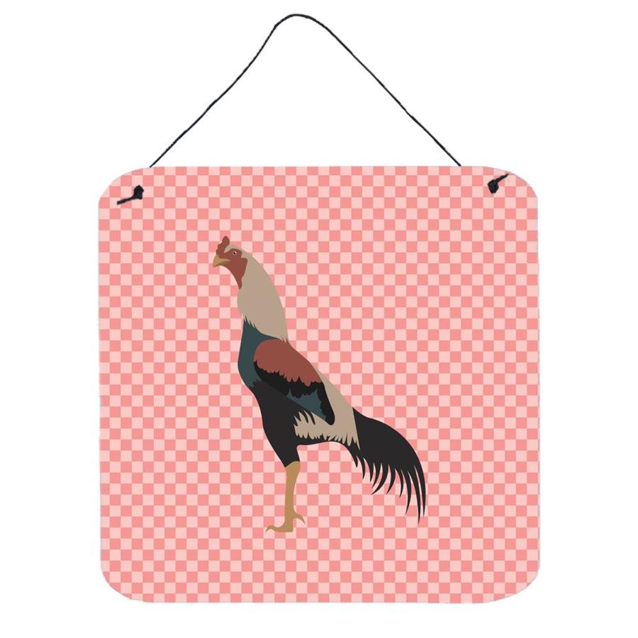 Caroline's Treasures Kulang Chicken Pink Check Wall or Door Hanging Prints