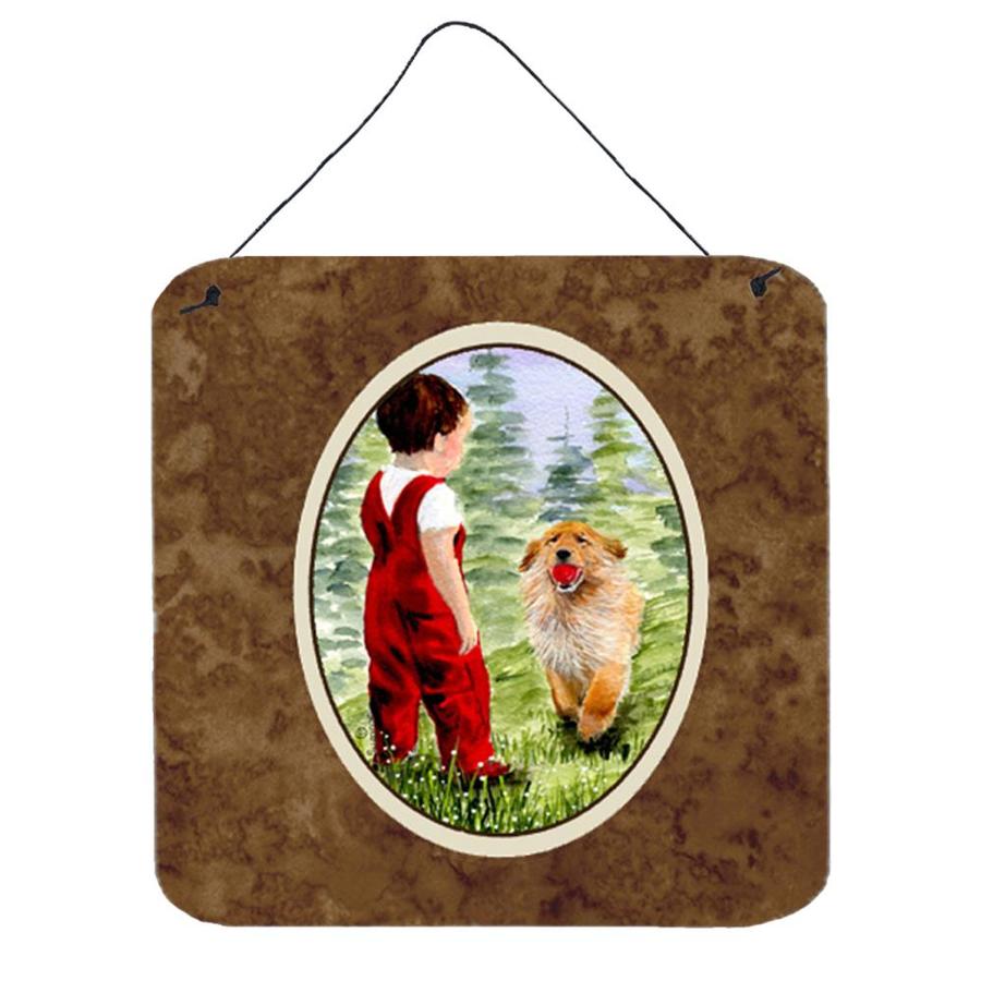 Caroline's Treasures Little Boy with His Golden Retriever Wall or Door Hanging Prints