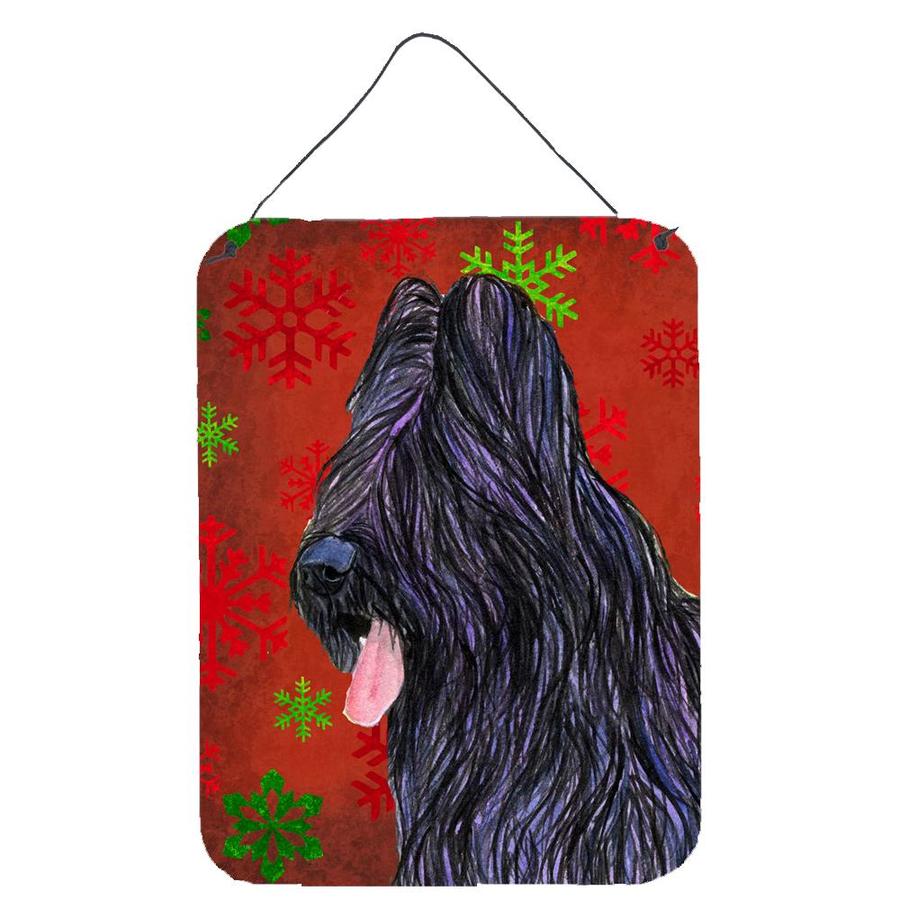 Caroline's Treasures Briard Red and Green Snowflakes Holiday Christmas Wall or Door Hanging Prints