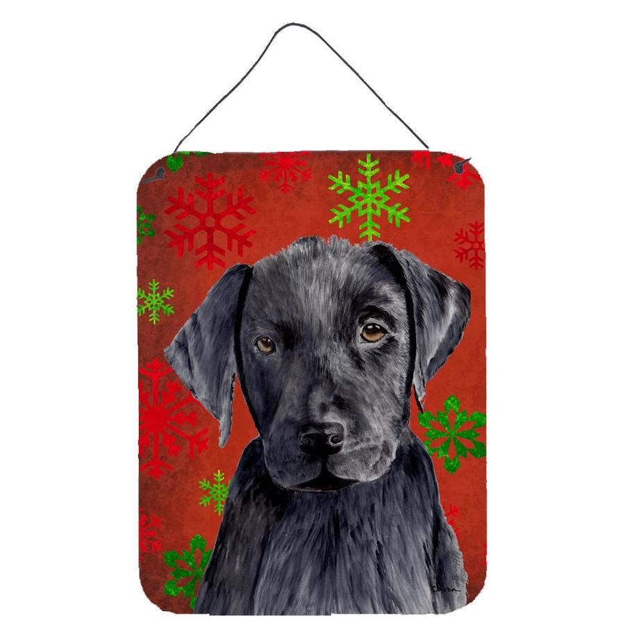 Caroline's Treasures Labrador Red and Green Snowflakes Holiday Christmas Wall or Door Hanging Prints