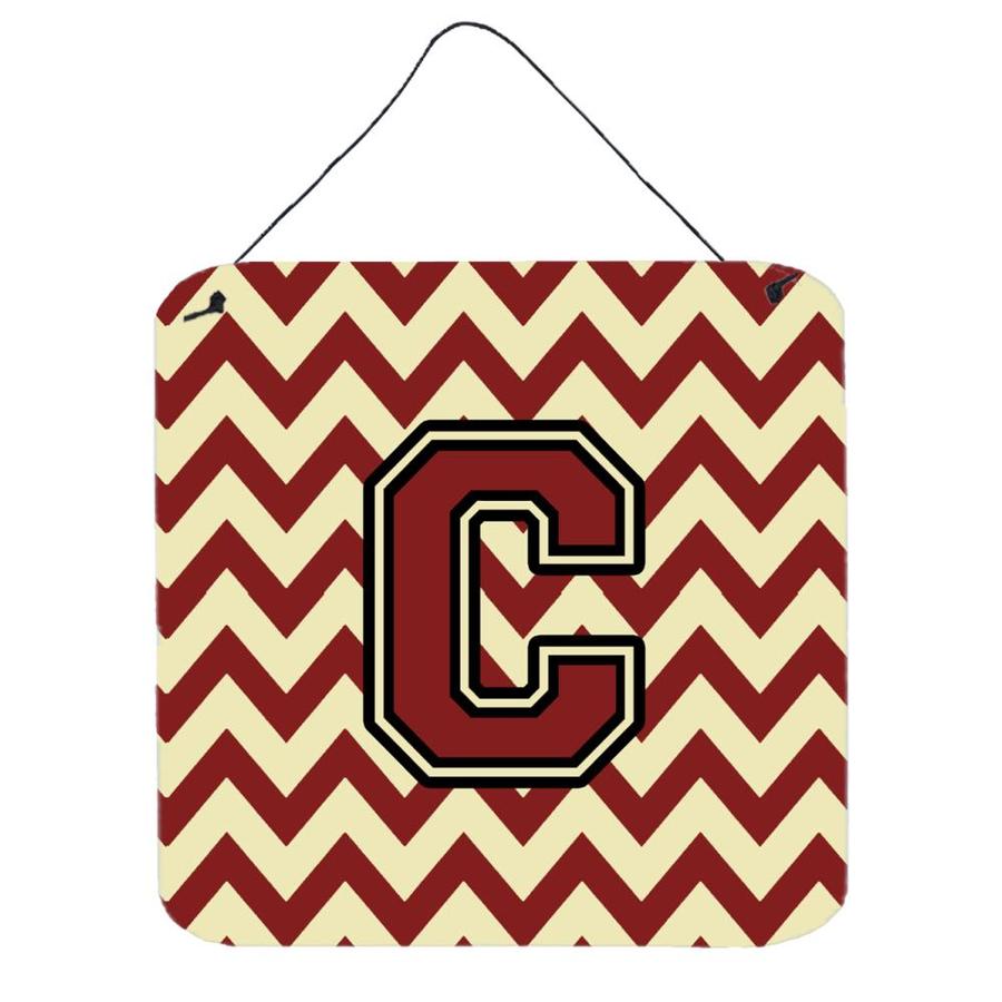 Caroline's Treasures Letter C Chevron Maroon and Gold Wall or Door Hanging Prints