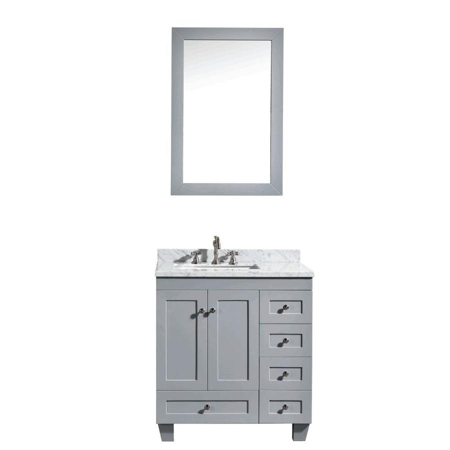 Eviva Acclaim 28 In Gray Undermount Single Sink Bathroom Vanity With White Marble Top In The Bathroom Vanities With Tops Department At Lowes Com