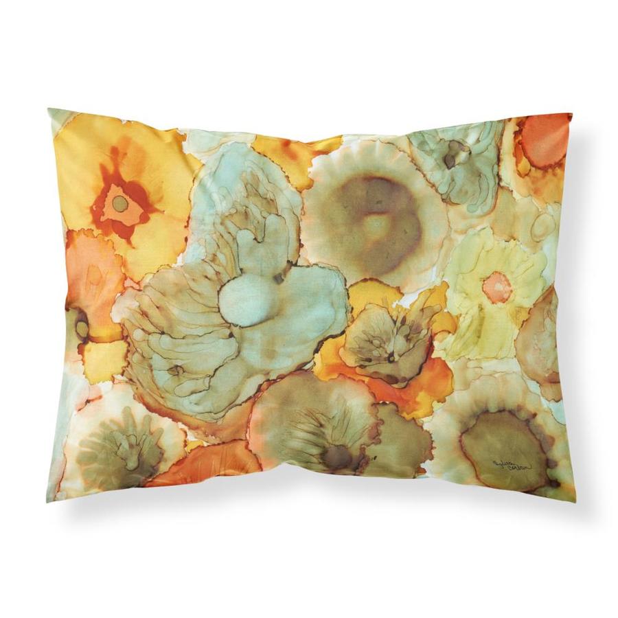 Caroline's Treasures Abstract Flowers Teal and Orange Fabric Standard Pillowcase