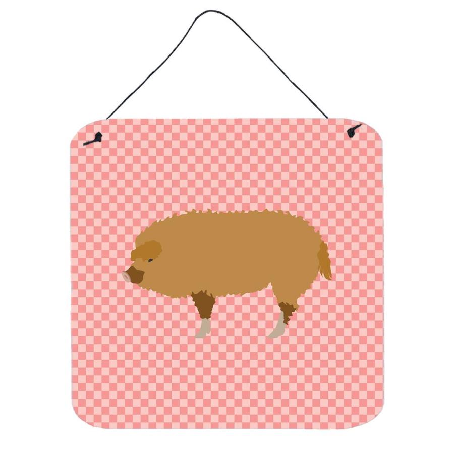 Caroline's Treasures Hungarian Mangalica Pig Pink Check Wall or Door Hanging Prints