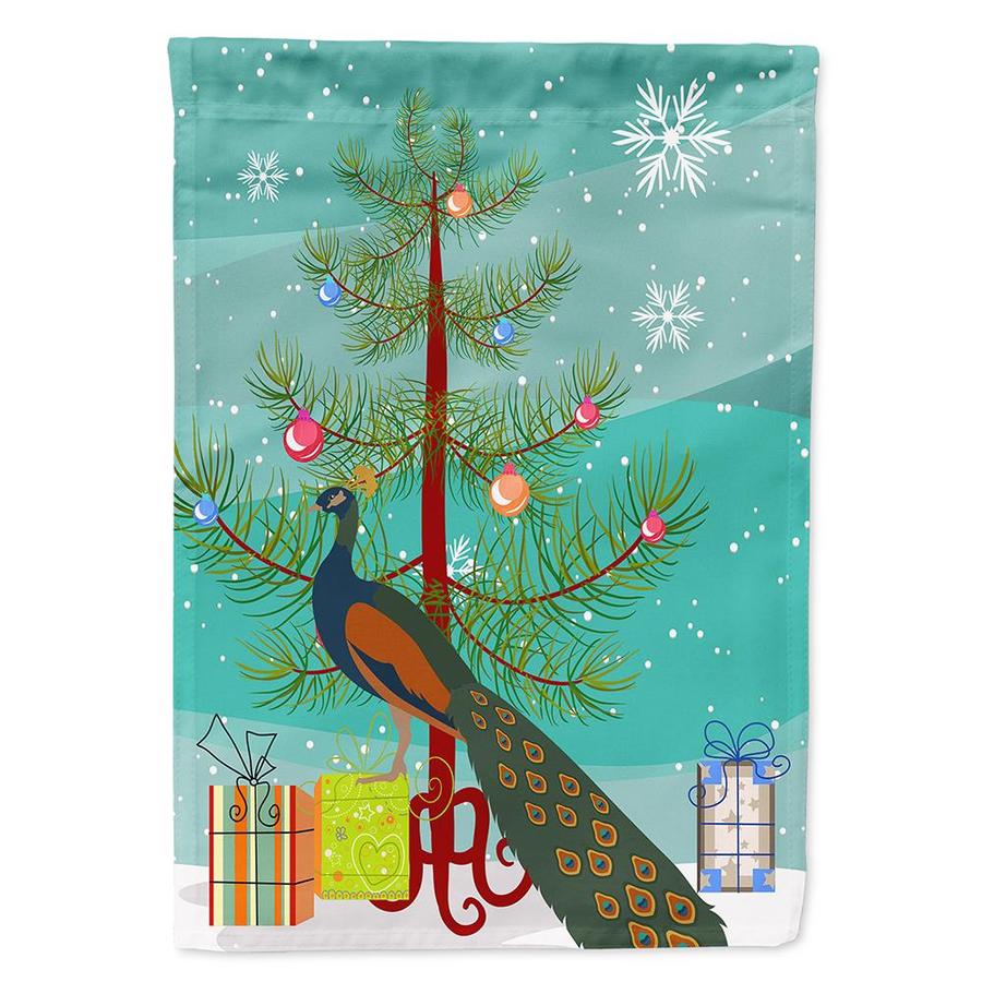 Caroline's Treasures Indian Peacock Peafowl Christmas Flag Canvas House Size