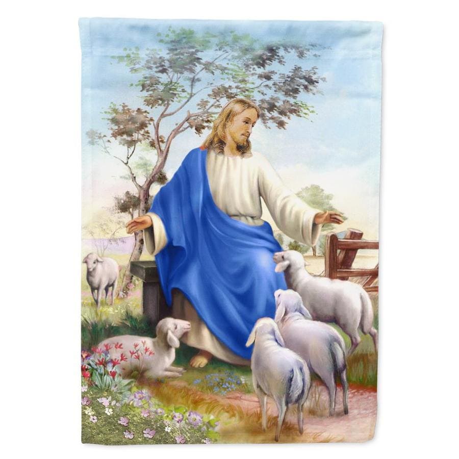 Caroline's Treasures Jesus and His Flock Of Sheep Flag Canvas House Size