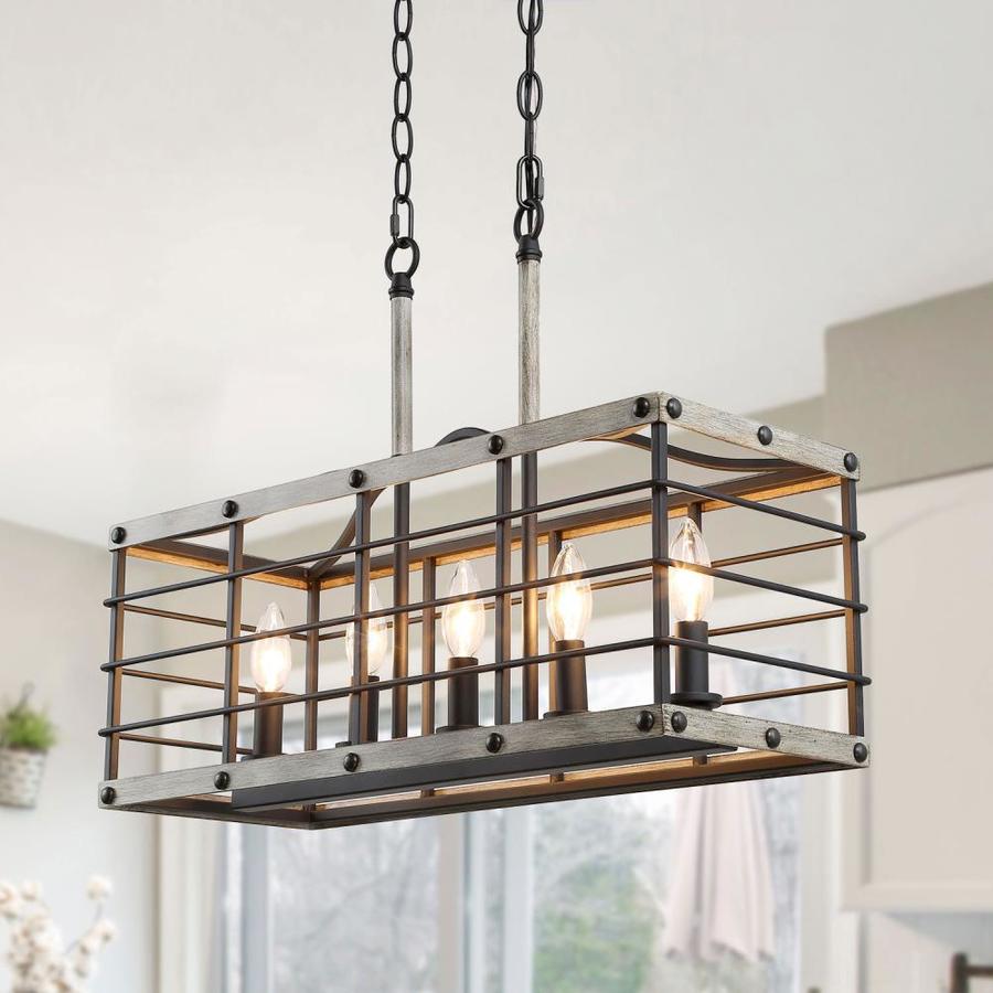 LNC Livia Gray Transitional Seeded Glass Linear Kitchen Island Light in ...