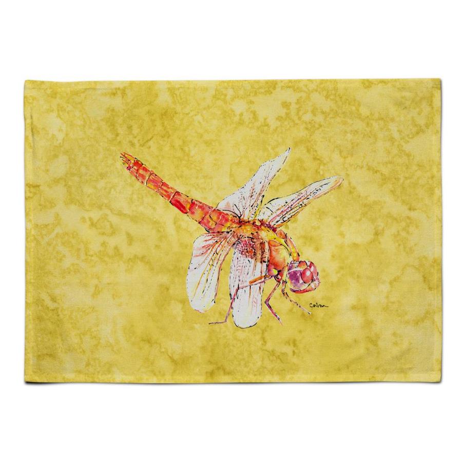 Caroline's Treasures Dragonfly On Yellow Fabric Placemat