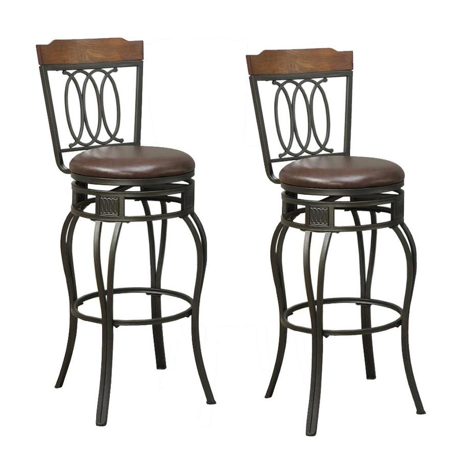 Benzara Set Of 2 Brown Tall Upholstered Swivel Bar Stool In The Bar Stools Department At Lowes Com