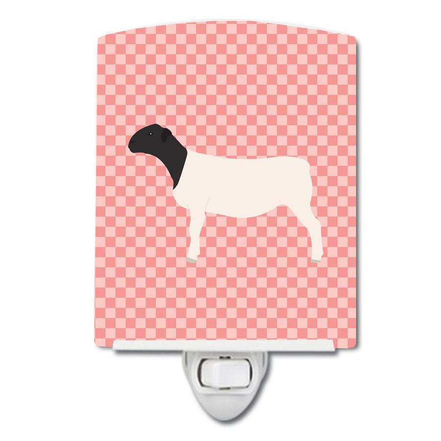 Caroline's Treasures Dorper Sheep Pink Check Ceramic Night Light