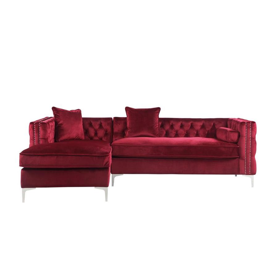 Chic Home Design Da Vinci Modern Red Velvet Sectional In The Couches Sofas Loveseats Department At Lowes Com