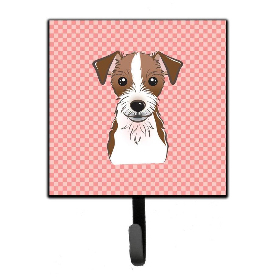 Caroline's Treasures Checkerboard Pink Jack Russell Terrier Leash or Key Holder