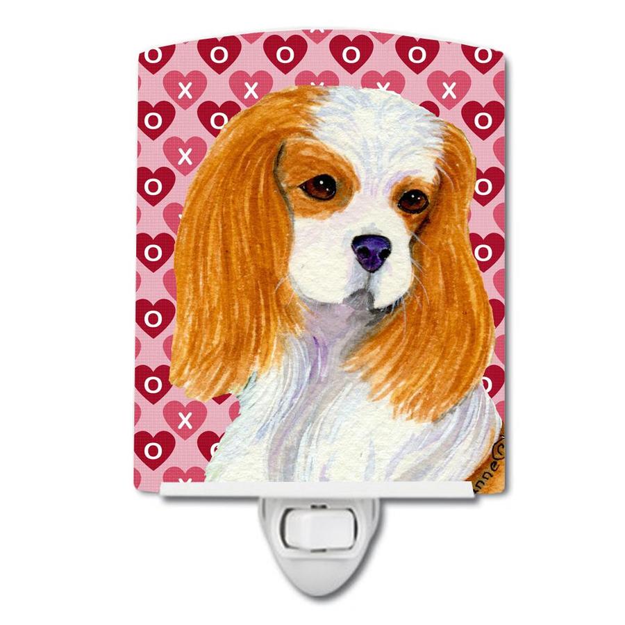 Caroline's Treasures Cavalier Spaniel Hearts Love and Valentine's Day Portrait Ceramic Night Light