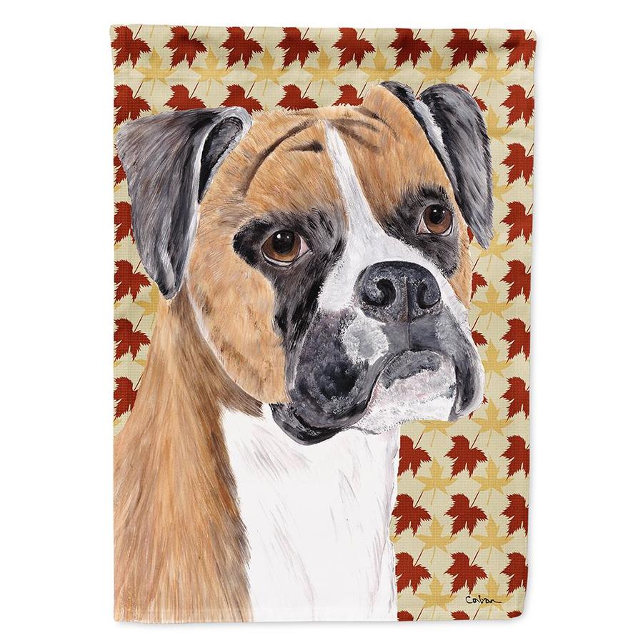 Caroline's Treasures Boxer Fall Leaves Portrait Flag Garden Size