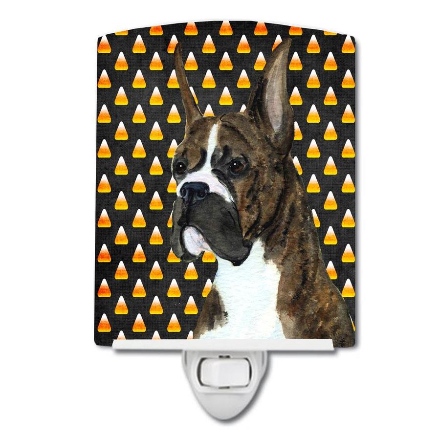 Caroline's Treasures Boxer Candy Corn Halloween Portrait Ceramic Night Light