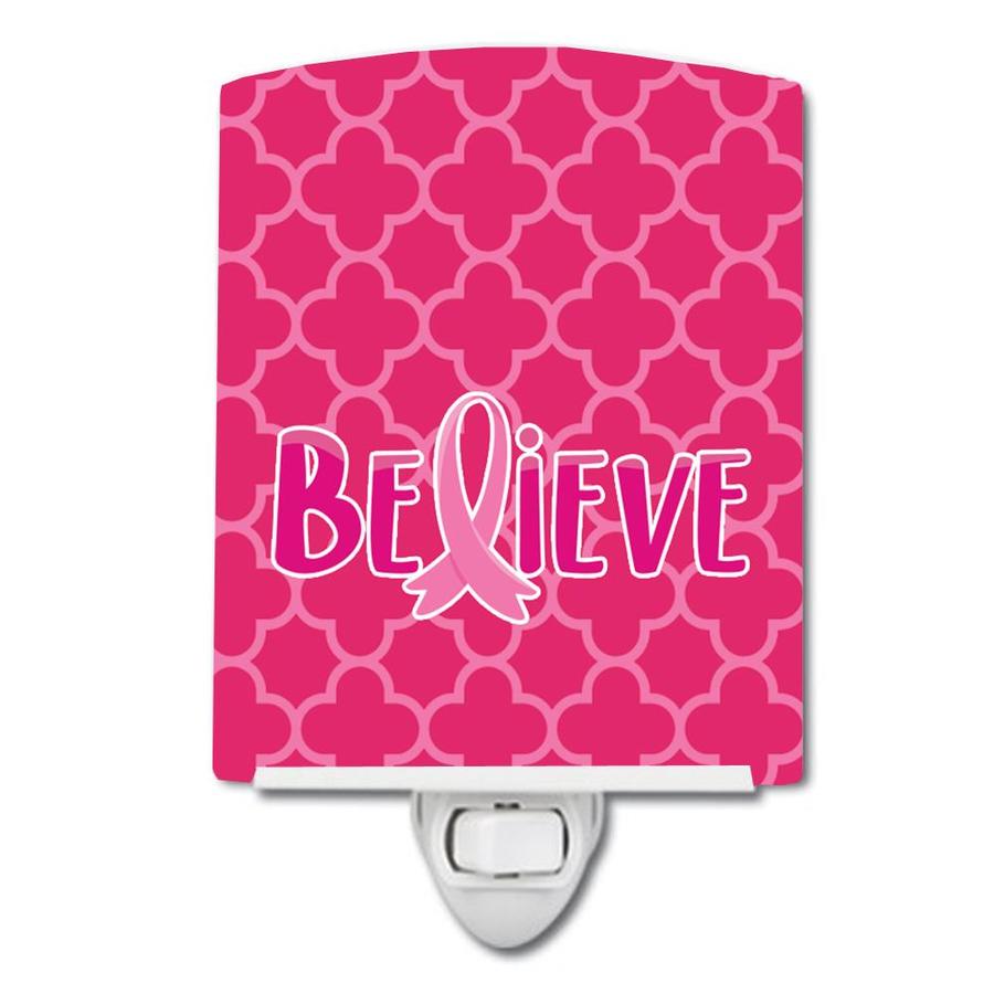 Caroline's Treasures Breast Cancer Awareness Ribbon Believe Ceramic Night Light