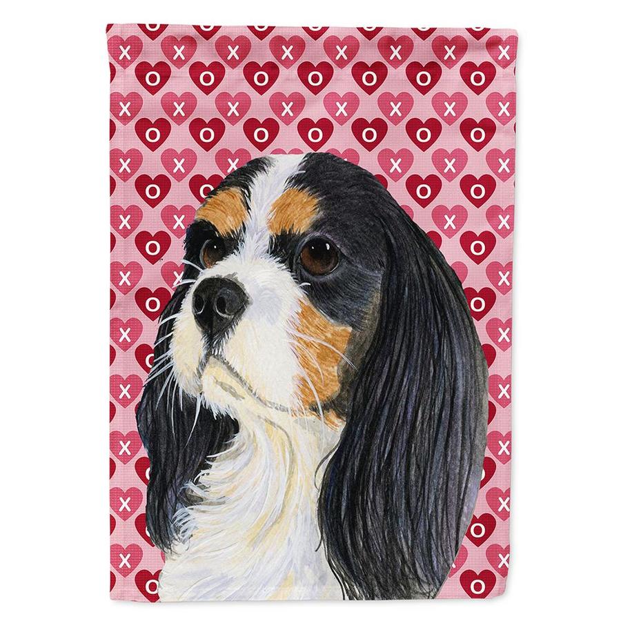 Caroline's Treasures Cavalier Spaniel Hearts Love and Valentine's Day Flag Canvas House Size