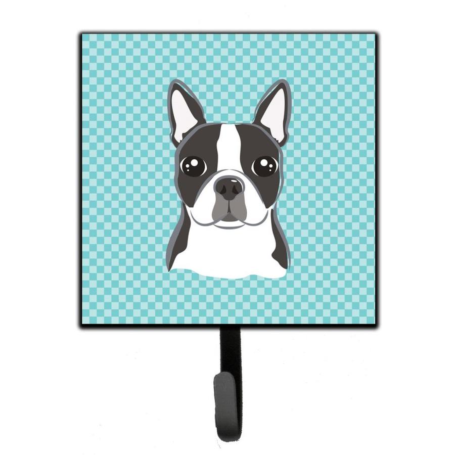 Caroline's Treasures Checkerboard Blue Boston Terrier Leash or Key Holder