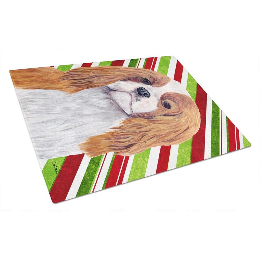 Caroline's Treasures Cavalier Spaniel Candy Cane Holiday Christmas Glass Cutting Board Large