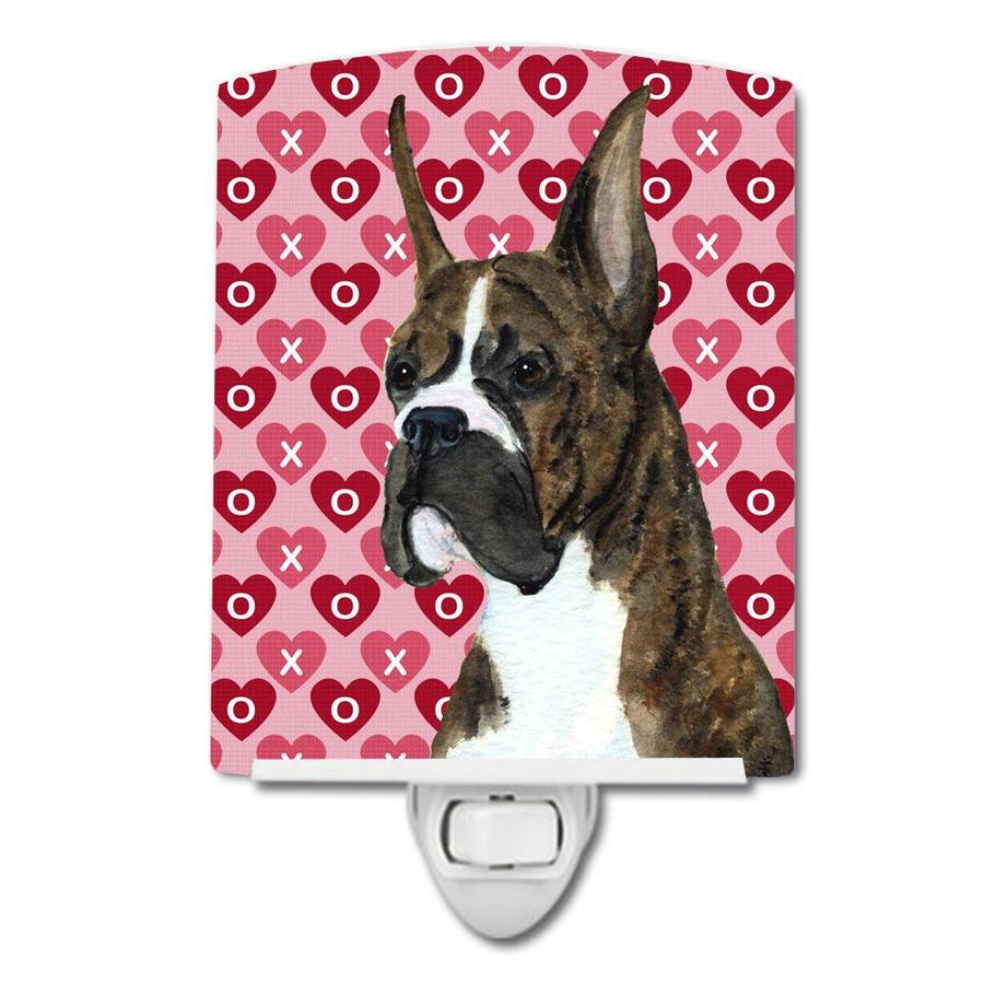 Caroline's Treasures Boxer Hearts Love and Valentine's Day Portrait Ceramic Night Light