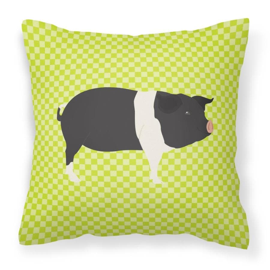 Caroline S Treasures H Amphire Pig Green Fabric Decorative Pillow