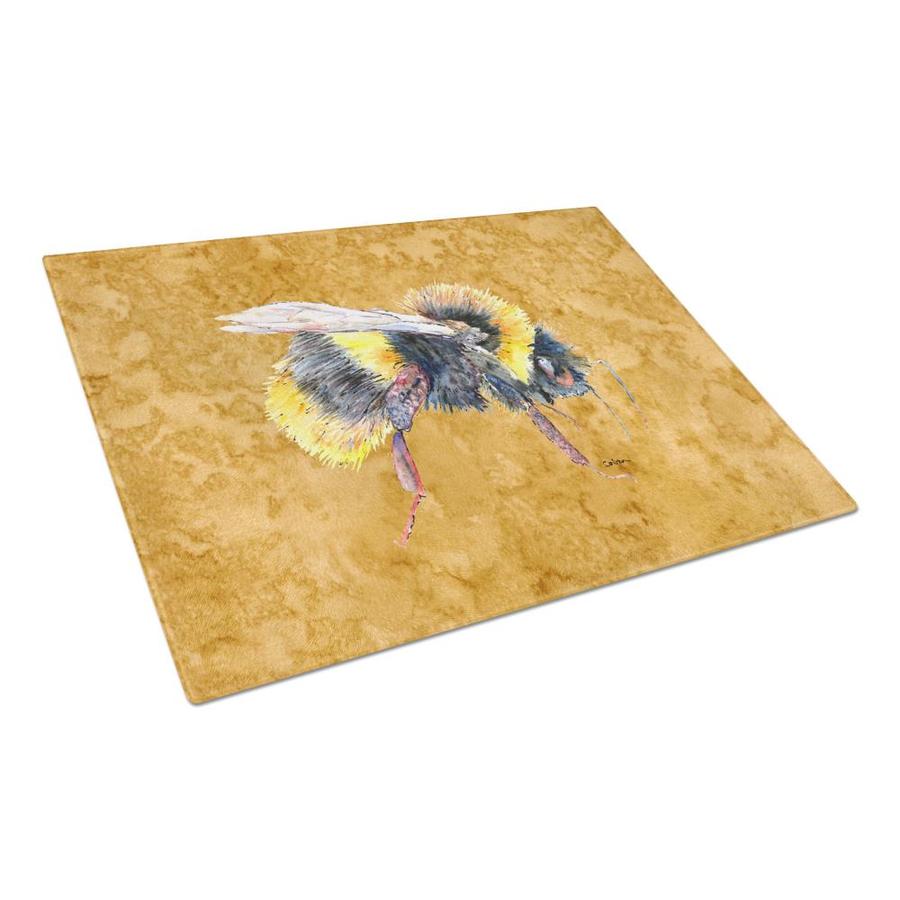 Caroline's Treasures Bee On Gold Glass Cutting Board Large