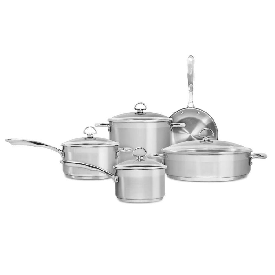 Chantal 9-Piece Chantal Induction 21 10.2-in Stainless Steel Cookware Set Lid(s) Included