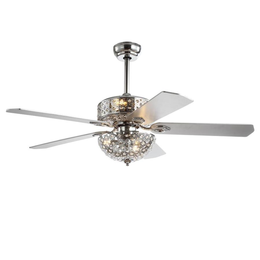 JONATHAN Y 52-in Polished Chrome LED Indoor Ceiling Fan with Light Kit ...