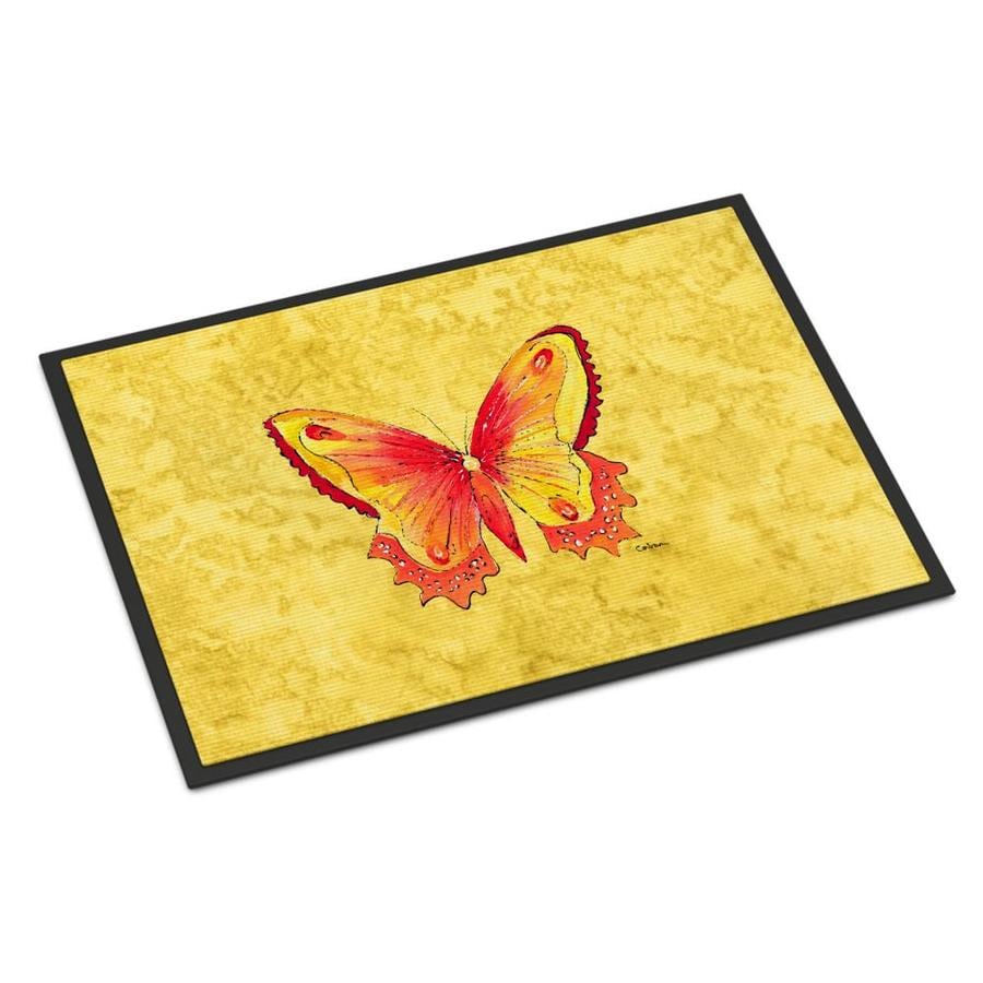 Caroline S Treasures Butterfly On Yellow Indoor Or Outdoor Mat