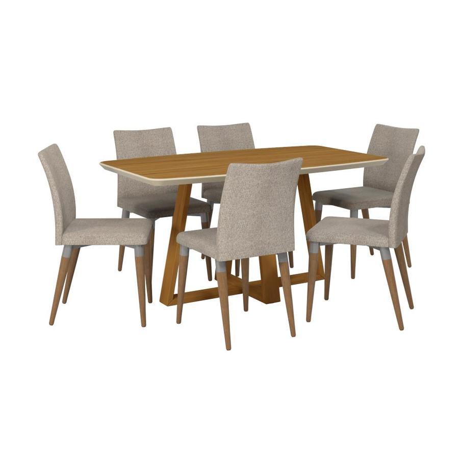 Manhattan Comfort Duffy and Charles 62.99-in 7-Piece Dining Set in Cinnamon Off White and Grey