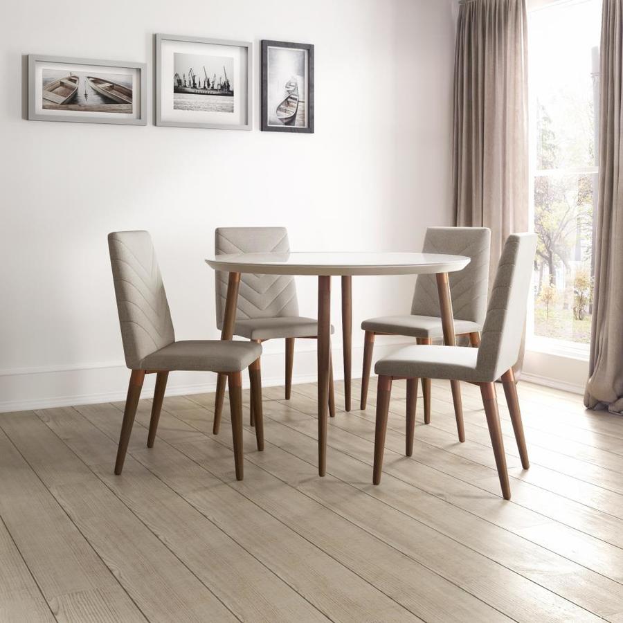 Manhattan Comfort Utopia Off White and Grey Dining Room Set with Round ...