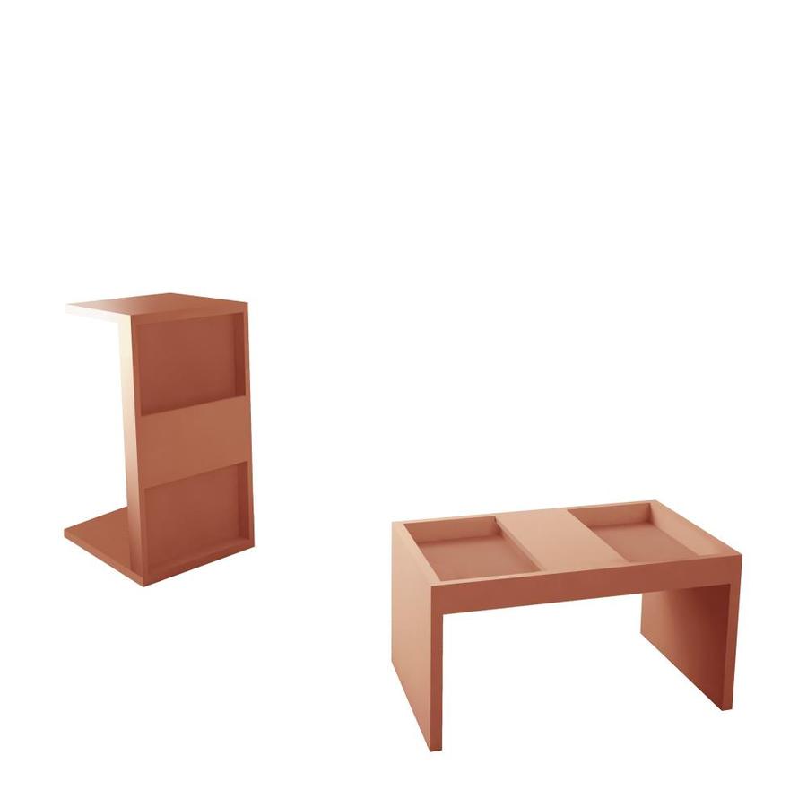 Manhattan Comfort Marine Coffee and Side Table in Ceramic Pink