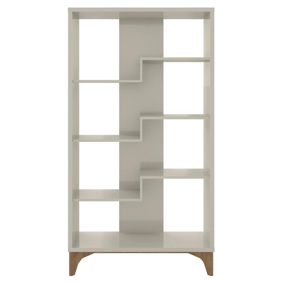 Manhattan Comfort Gowanus Geometric Modern Bookcase with 4 Shelves in Off White