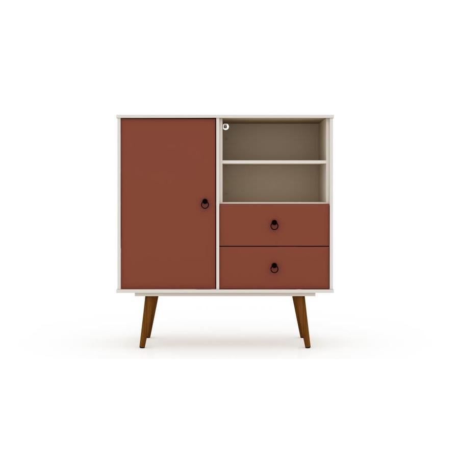 Manhattan Comfort Tribeca Dresser in Off White and Terra Orange Pink