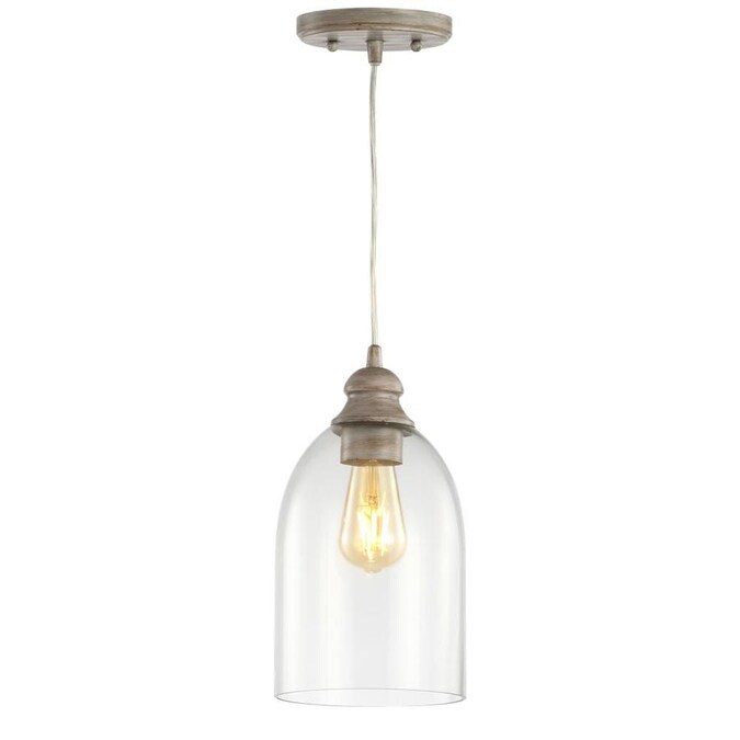 Jonathan Y Modern Grey Rustic Clear Glass Bell Led Mini Kitchen Island Light In The Pendant Lighting Department At Lowes Com