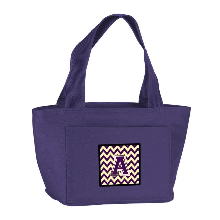 Caroline's Treasures Letter A Chevron Purple and Gold Lunch Bag